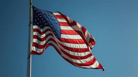 American Flag Waving US Flag Clear Sky United States Flag On Pole