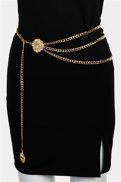 Lion Head Layered Chain Belt Belts