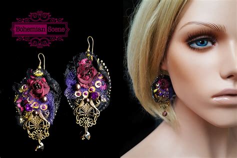 Earrings- Burgundy Victorian - Bohemian Scene