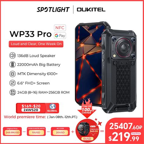 World Premiere Oukitel WP33 Pro 5G Rugged Smartphone 22000mAh 6 6