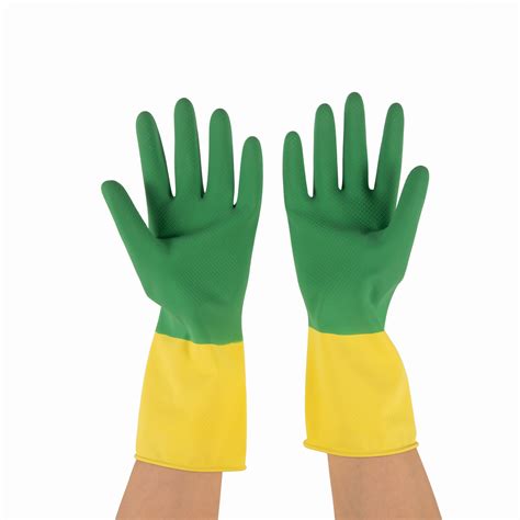 Double Color Neoprene Plus Rubber Gloves Industrial Chemical Resistant