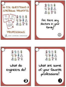 Professions Esl Ell Speaking Prompt Question Cards Tpt