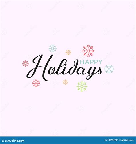 Happy Holidays Calligraphy Vector Text With Hand Drawn Snowflakes Over