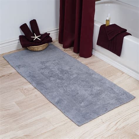 Somerset Home 100 Cotton Reversible Long Bath Rug Silver 24x60