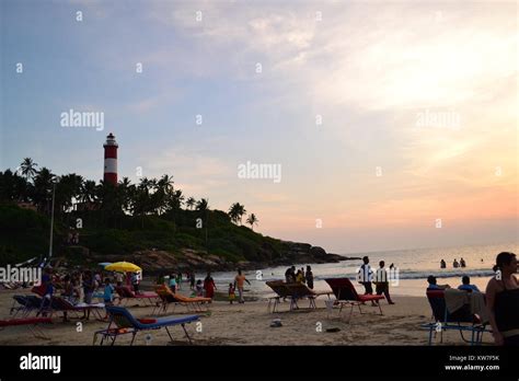 Sunset at Kovalam beach, Kerala, India Stock Photo - Alamy