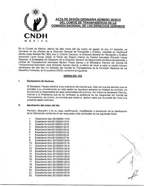 Pdf Acta De Sesi N Ordinaria N Mero Del Comite De Acta