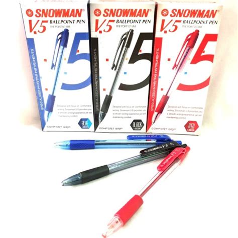 Jual Pulpen Bolpen Ballpoint Cetekan Snowman V5 MERAH BIRU HITAM 0