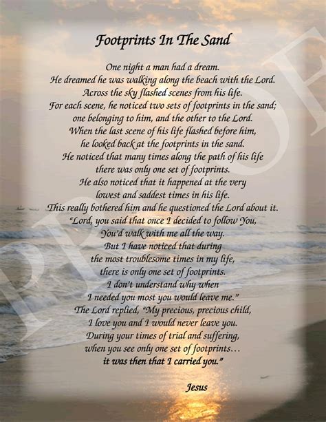 Footprints In The Sand Poem 85x11 Inspirational Print Ready