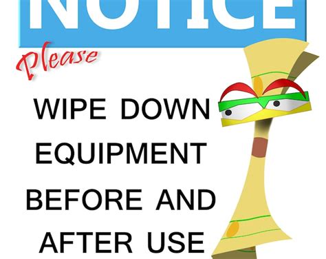 Please Wipe Down Equipment Before And After Use Sign Adhesive Sticker