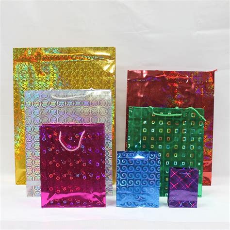 BOLSAS PARA REGALO HOLOGRÁFICAS N0 AL N6 PACKS DE 12 UN X TAMAÑO