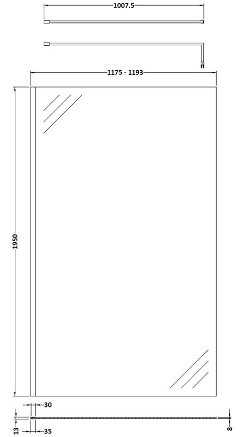 Hudson Reed Modern Wet Room Panel Wrsbb12 1200mm 8mm Clear