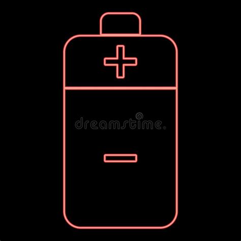 Neon Battery Red Color Vector Illustration Flat Style Image Stock Vector Illustration Of Load