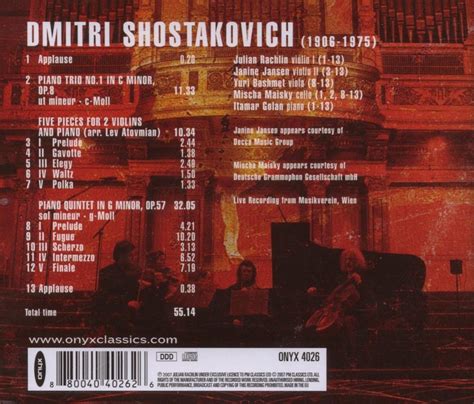 Shostakovich Piano Quintet Trio No 1 5 Pieces Itamar Golan CD