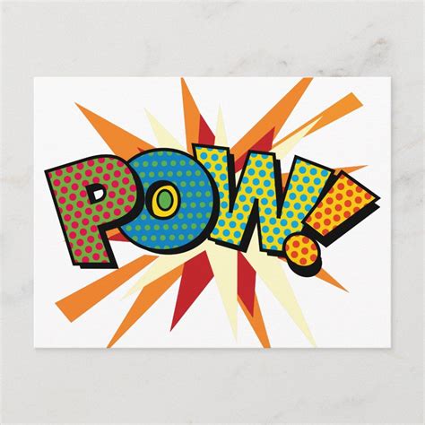 POW Fun Retro Comic Book Pop Art Postcard | Zazzle | Retro comic book, Pop art, Retro comic