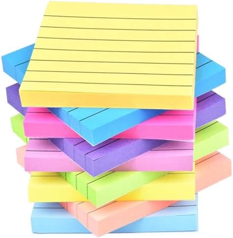 Amazon 9 Pack Lined Sticky Notes 3x3 Bright Colors Self Stick