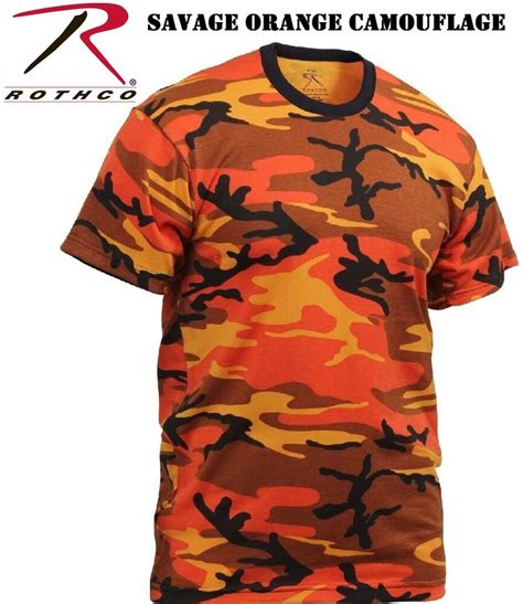 Savage Orange Camouflage Tactical Military Short Sleeve Army Camo T