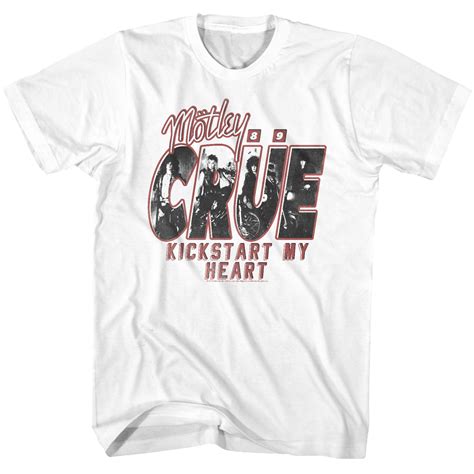 Motley Crue Kickstart My Heart 80s T Shirt White Motley Crue