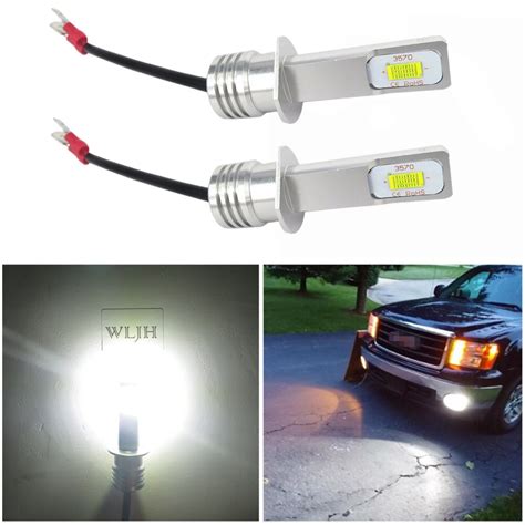 Wljh 2x High Power 3570 Csp Chip H3 H1 Led Replacement Bulb For Car Fog