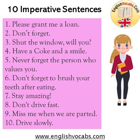 List Of Imperative Sentences