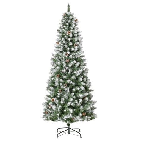 Albero Di Natale Innevato 180 Cm Con 630 Rami E 37 Pigne Verde Bianco