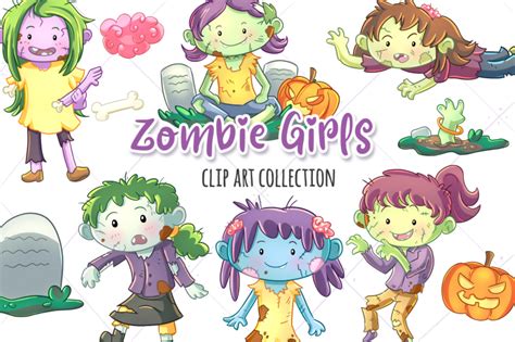 Zombie Girls Clip Art Collection By Keepin It Kawaii Thehungryjpeg