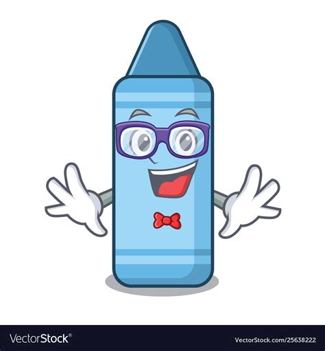 Geek blue crayon in cartoon column Royalty Free Vector Image