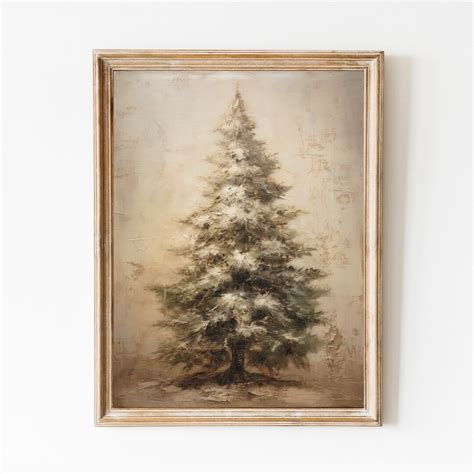 Christmas Tree Print Christmas Vintage Style Print Rustic Wall Art