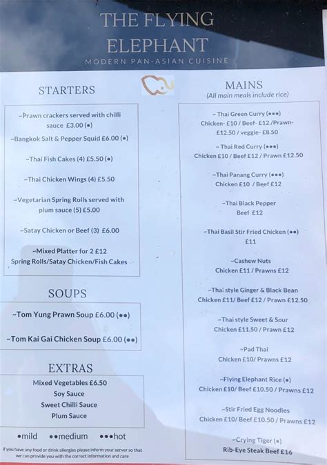 Flying Elephant Telford Telfords Full Menu Online