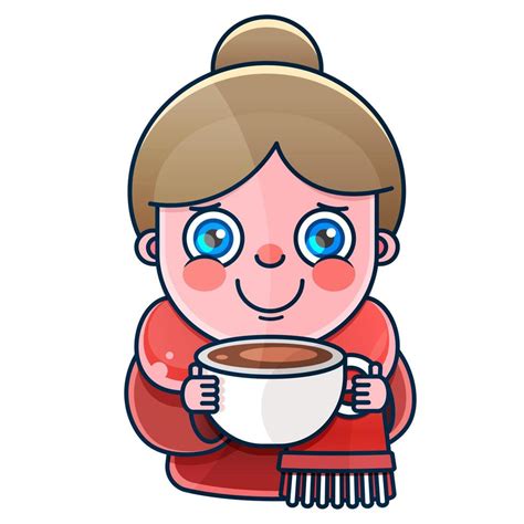 Beautiful Girl Drinking Hot Coffee Or Tea Vector 5276906 Vector Art At