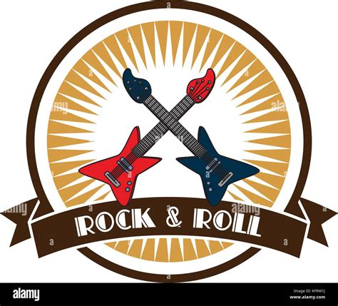 rock and roll guitar theme label sticker vector graphic art design ...