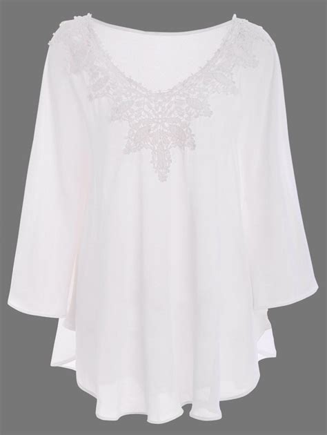 45 Off Lace Trim Long Sleeve Tunic Top Rosegal