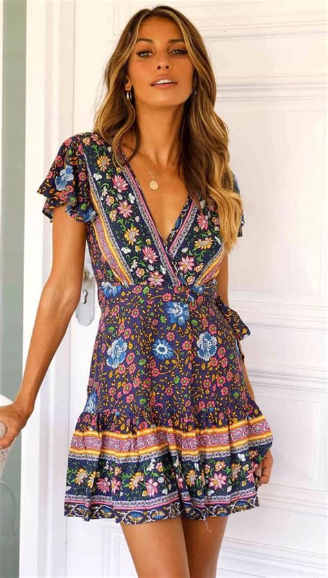 Vestido Estilo Bohemio Mujer Azul Marino Estilos Bohemios