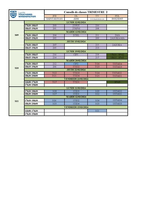 Planning Des Conseils De Classe Du 2ème Trimestre Lycée Gabriel