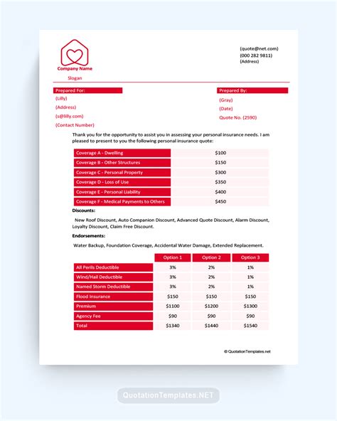 Home Insurance Quote Red Quote Templates