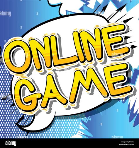 Online Game Comic Book Style Word On Abstract Background Stock Vector