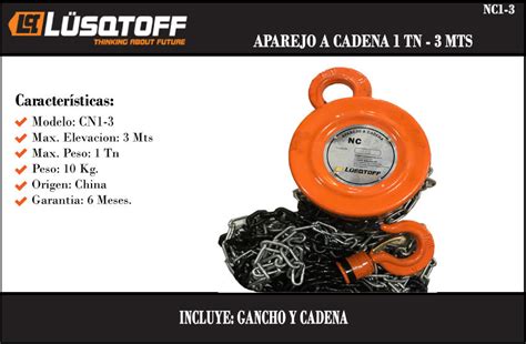 Lusqtoff Aparejo A Cadena 1 Tn Manual 3 Mts Centro De Materiales