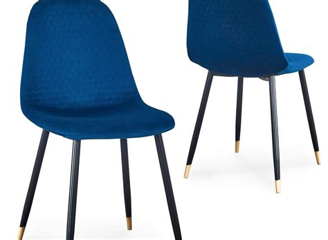 Lot De Chaises Scandinaves Design En Velours Bleu Wanda Dip