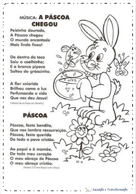 Músicas do Coelho da Páscoa infantil para imprimir Letras para Páscoa