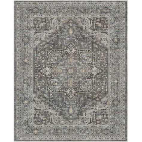 Well Woven Apollo Tirana Vintage Medallion Oriental Dark Grey Flat