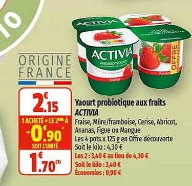 Promo Yaourt Probiotique Aux Fruits Activia Chez Coccimarket