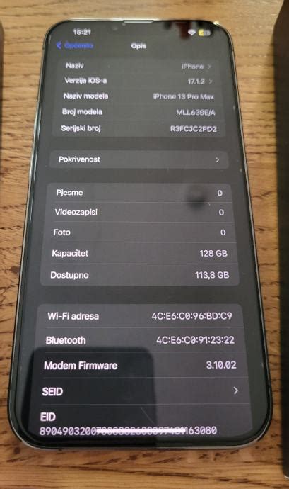 IPhone 13 Pro Max 128GB Graphite Kao Nov Garancija Baterija 87 Zamjen