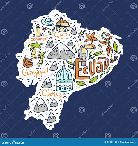 Ecuador Hand Drawn Map Cartoon Vector CartoonDealer 135047223