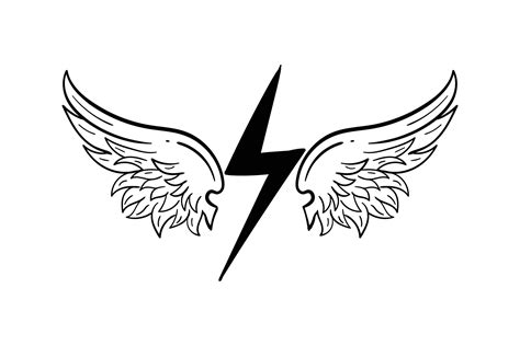 hand drawn lightning wings doodle illustration for tattoo stickers poster etc 6966774 Vector Art ...