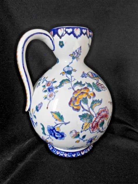 Ancien Pichet En Faience De Gien Ancien Broc Decor Rouen Eur