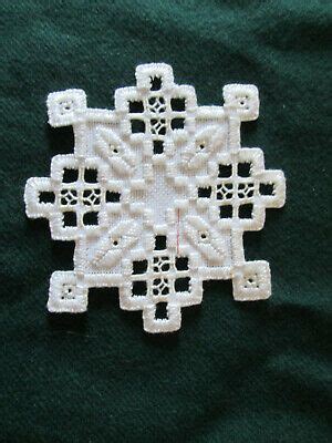 Hardanger Doily Norwegian Craft Open Work Embroidery Cut Work 12 00