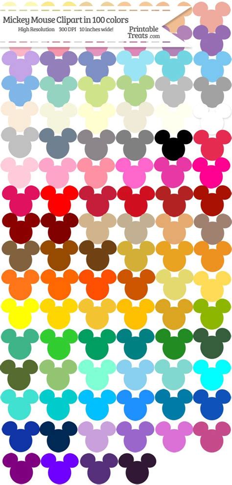 100 Colors Mickey Mouse Head Clipart Download Mickey Mouse Printables