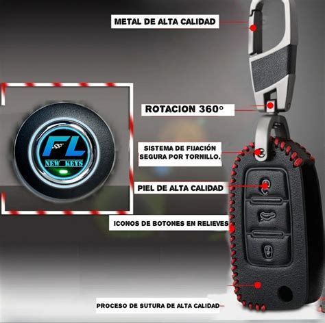 Funda De Piel Y Carcasa Para Llave Vw Jetta Beetle Golf Bora FL NEW KEYS