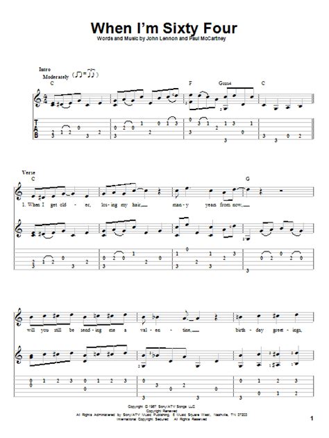 When I M Sixty Four By The Beatles Sheet Music For Solo Guitar At Sheet