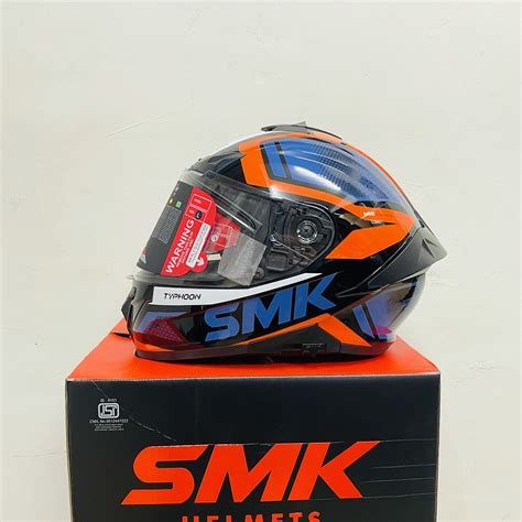 Smk Typhoon Thorn Gl Black Orange Grey Dual Visor Full Face Helmet