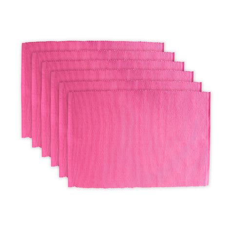 Set Of 6 Pink Ribbed Designed Rectangular Placemats 19 X 13